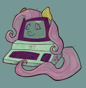 A computer dressed as Fluttershy